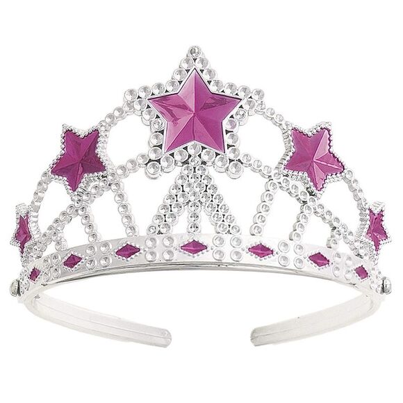 Unique Party Plastic Star Gem Princess Tiara / Silver/Pink - Picture 1 of 1
